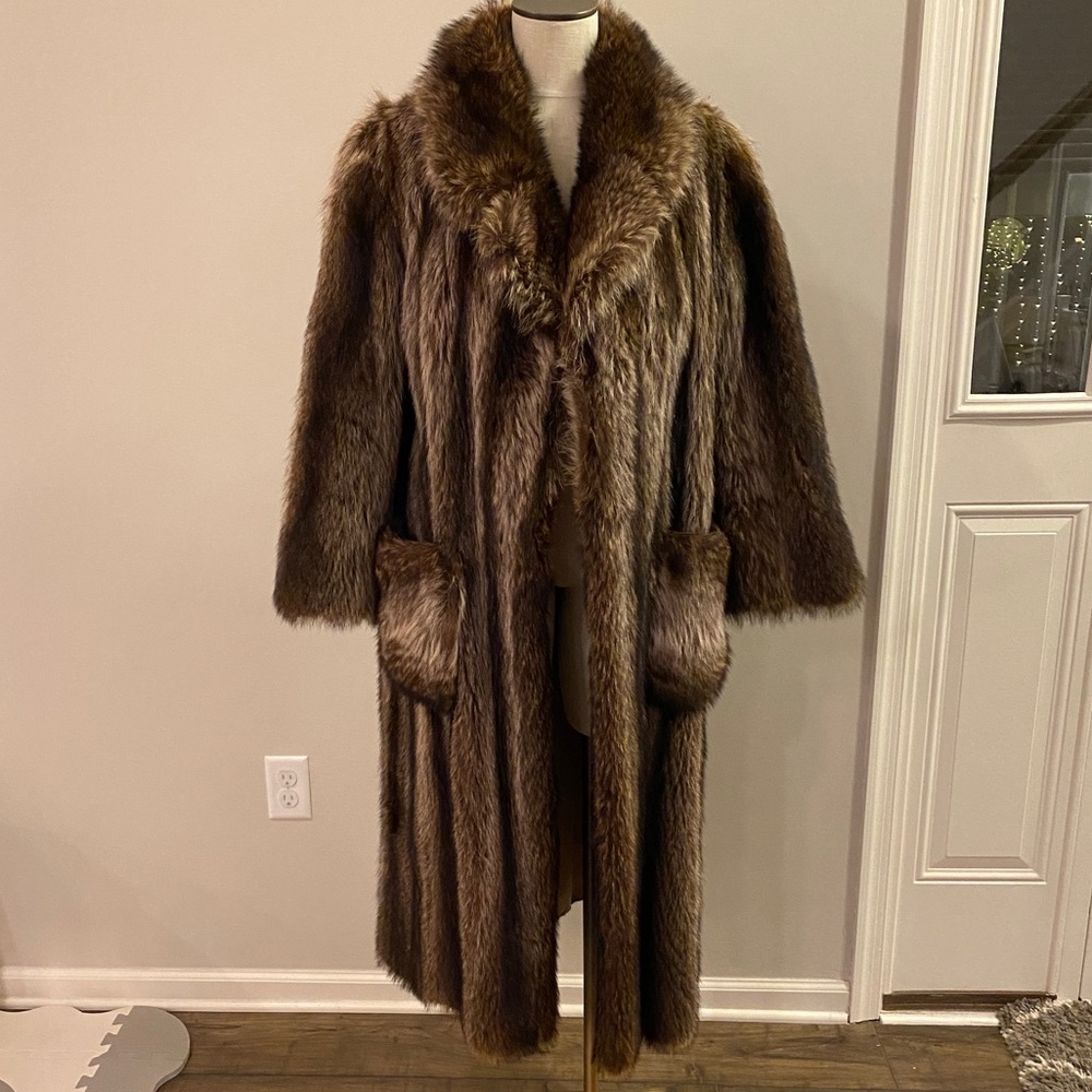 100% real raccoon fur coat